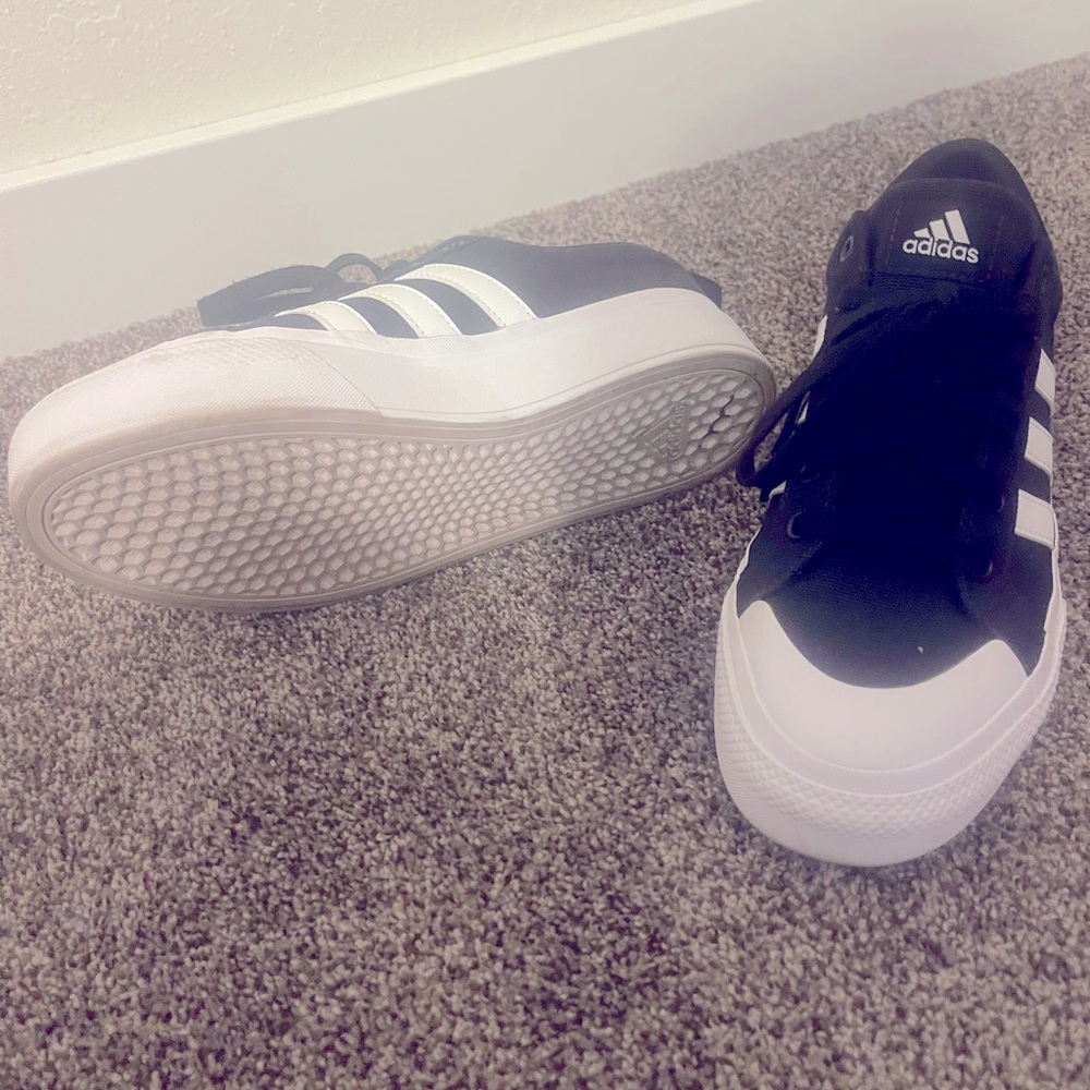 Adidas platform shoes black and white